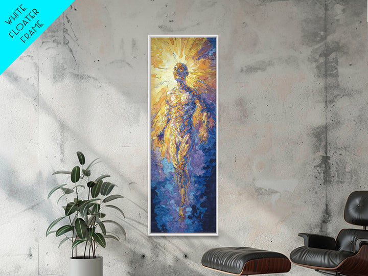 Radiant Golden Ascending Spirit Wall Art, Spiritual African Inspired Art, Abstract Figure Canvas Print, Dreamy Home Decor