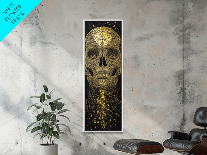 Golden Cracked Skull Portrait Wall Art, Black And Gold Art, Gothic Abstract Canvas Print, Dark Statement Home Decor Gift