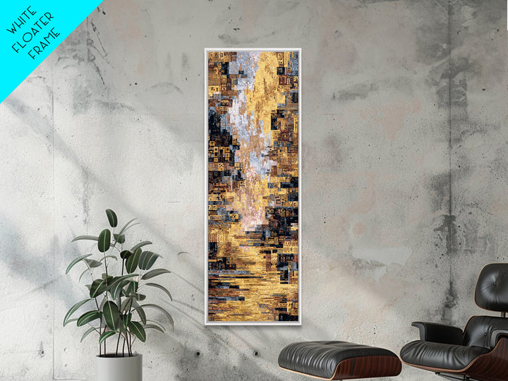 Golden Abstract African City Wall Art, Modern Geometric Canvas Decor, Luxury Urban Statement Print, Earth Tone Home Decor