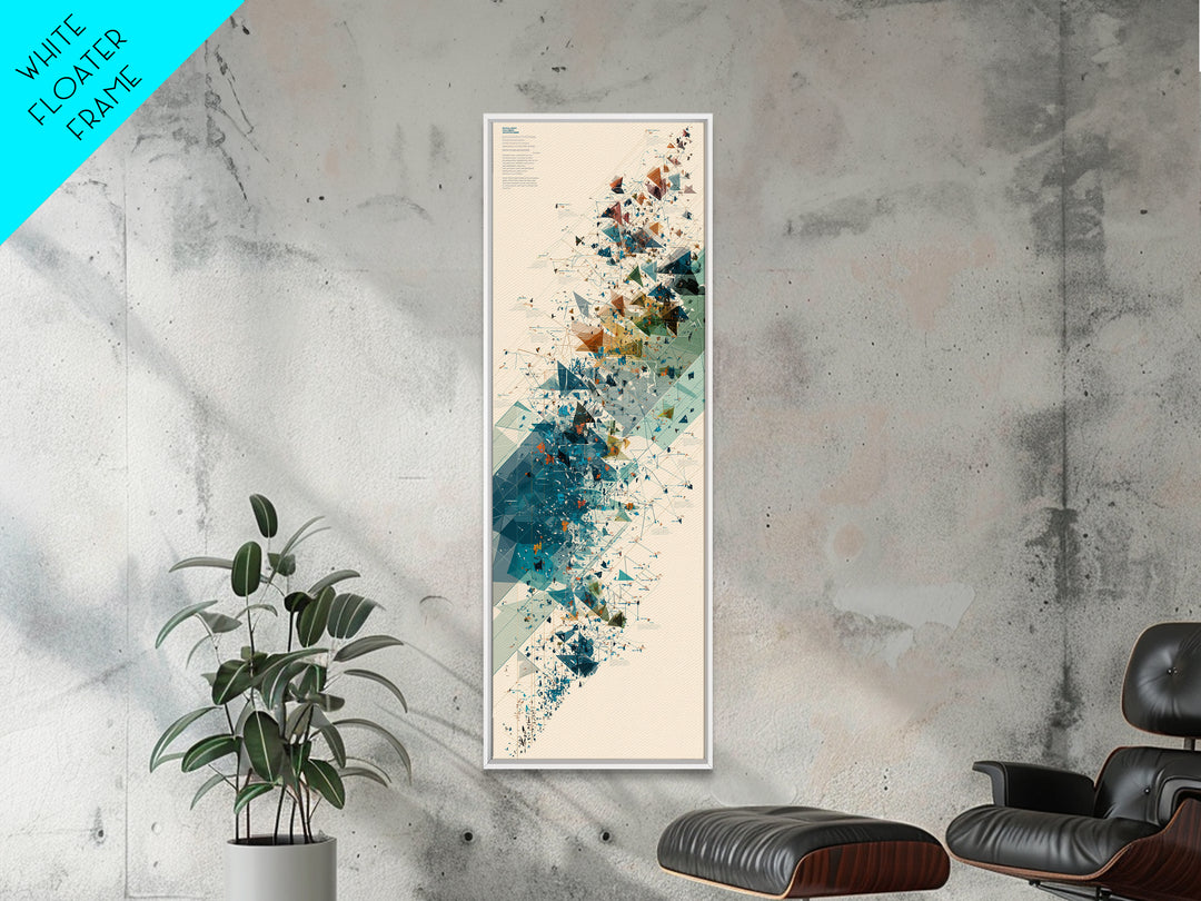 Teal Gold Abstract Shards Wall Art, Modern Geometric African Inspired Canvas Decor, Minimalist Office Art, Unique Home Decor