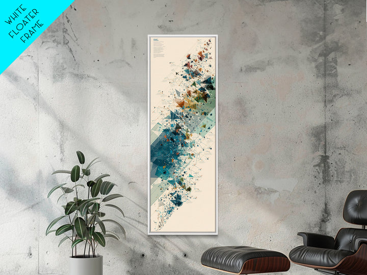 Teal Gold Abstract Shards Wall Art, Modern Geometric African Inspired Canvas Decor, Minimalist Office Art, Unique Home Decor