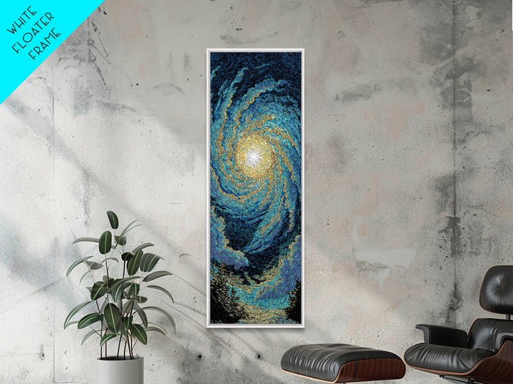 Blue Gold Spiral Galaxy Wall Art, Cosmic Abstract Canvas Print, Celestial Space Decor, Modern Astronomy Gift For Home Office Decor