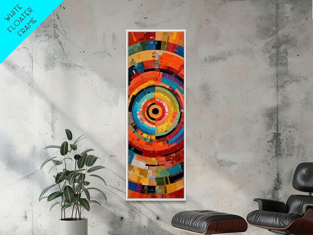 Colorful Concentric Mosaic Circle Canvas Print, African Abstract Art, Modern Geometric Wall Decor, Bold Statement Art Gift