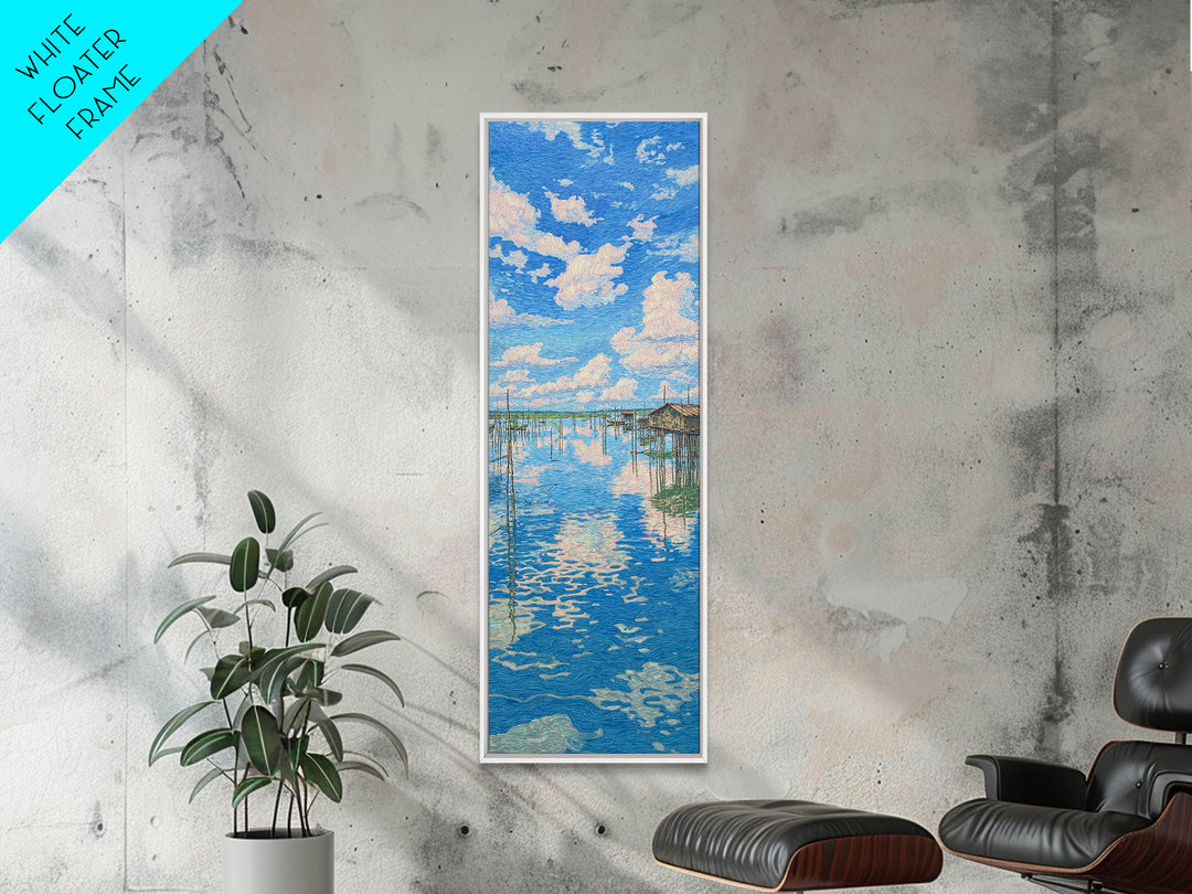 Sunlit African Lake Reflections Wall Art, Blue Landscape Canvas Print, Coastal Travel Poster, Peaceful Home Decor Gift Idea