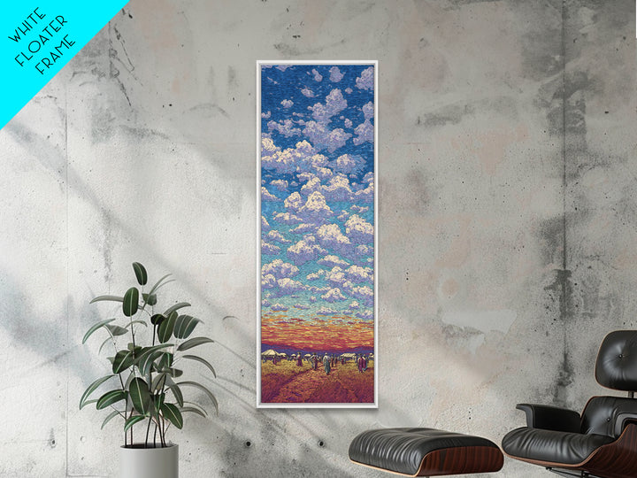 Sunset Cloud Prairie Landscape Framed Canvas Print, Dreamy Sky Wall Art, Nature Scene Art For Living Room Decor, Housewarming Gift