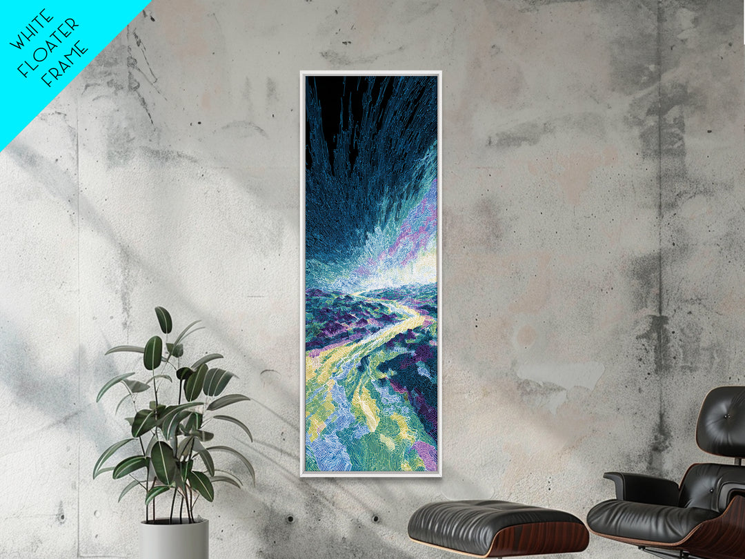 Blue Cosmic River Abstract Canvas Print, Mystical Wall Art, Modern Psychedelic Landscape, Unique Home Decor Gift For Him