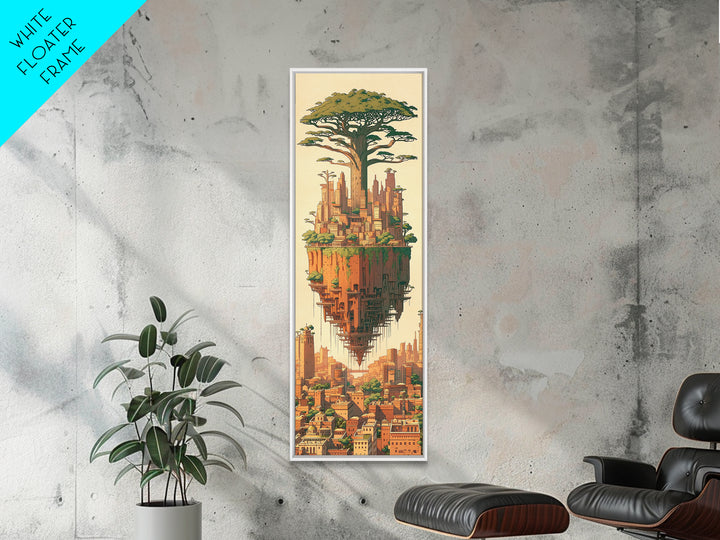 Floating African Tree City Canvas Print, Baobab Fantasy Landscape Wall Art, Afrocentric Urban Decor, Modern Home Decor Gift