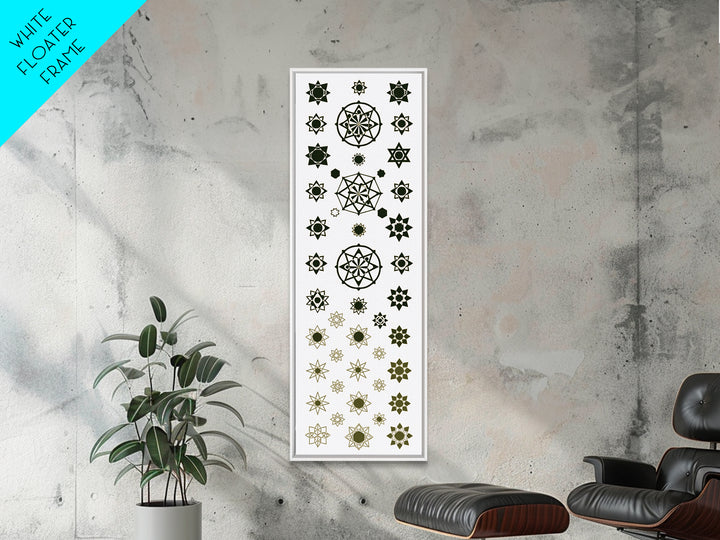 Sacred Geometry Star Pattern Canvas Print, Gold Green Mandala Wall Decor, Minimalist Art, Spiritual Wall Art, Boho Decor
