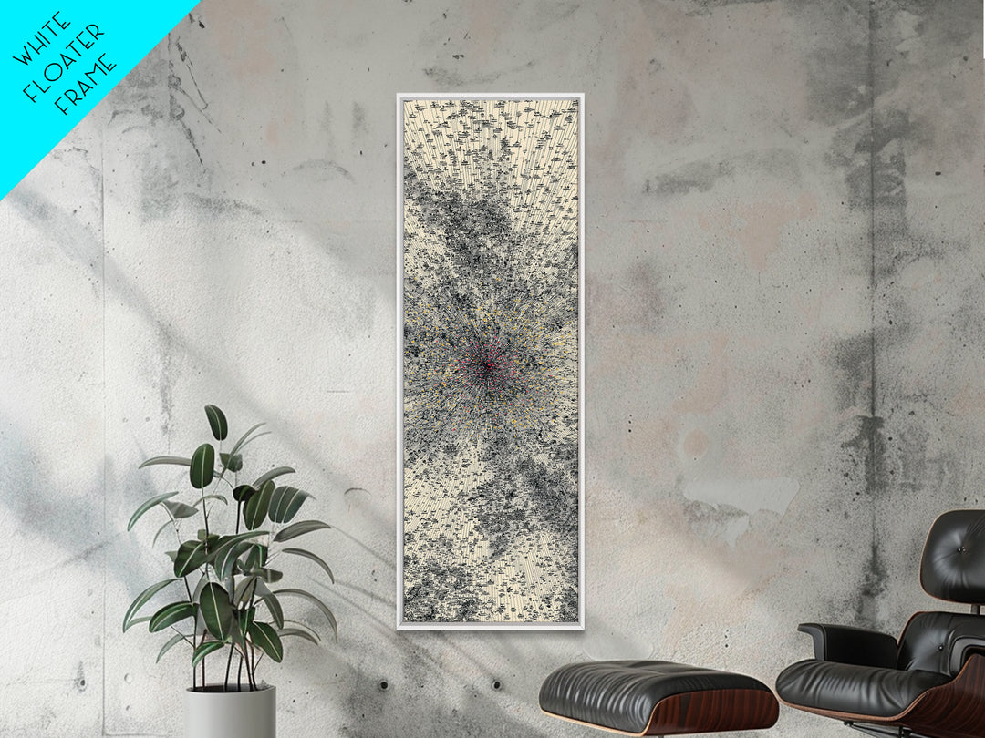 Abstract Cream Black Energy Burst Wall Art, Red Gold Center, Modern Abstract Art, Textured Art Print, Statement Wall Decor