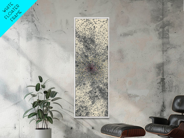 Abstract Cream Black Energy Burst Wall Art, Red Gold Center, Modern Abstract Art, Textured Art Print, Statement Wall Decor