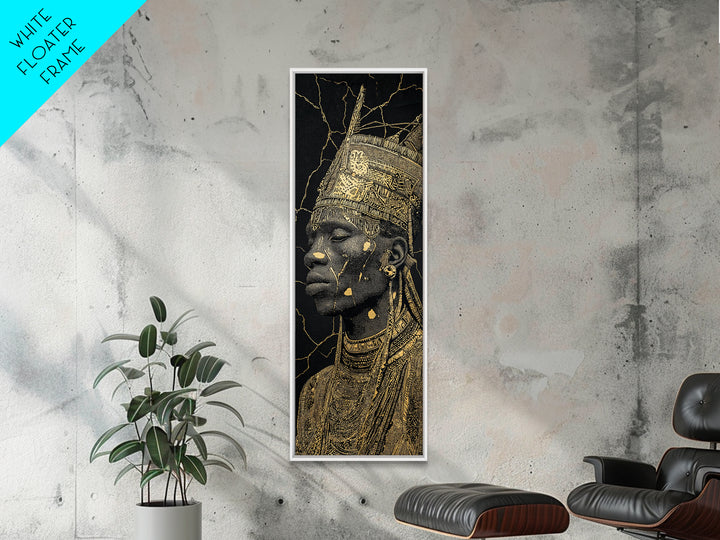 Gold African Queen Profile Wall Art, Black And Gold Portrait, Regal Afrocentric Decor, Elegant Cultural Artwork For Living Room