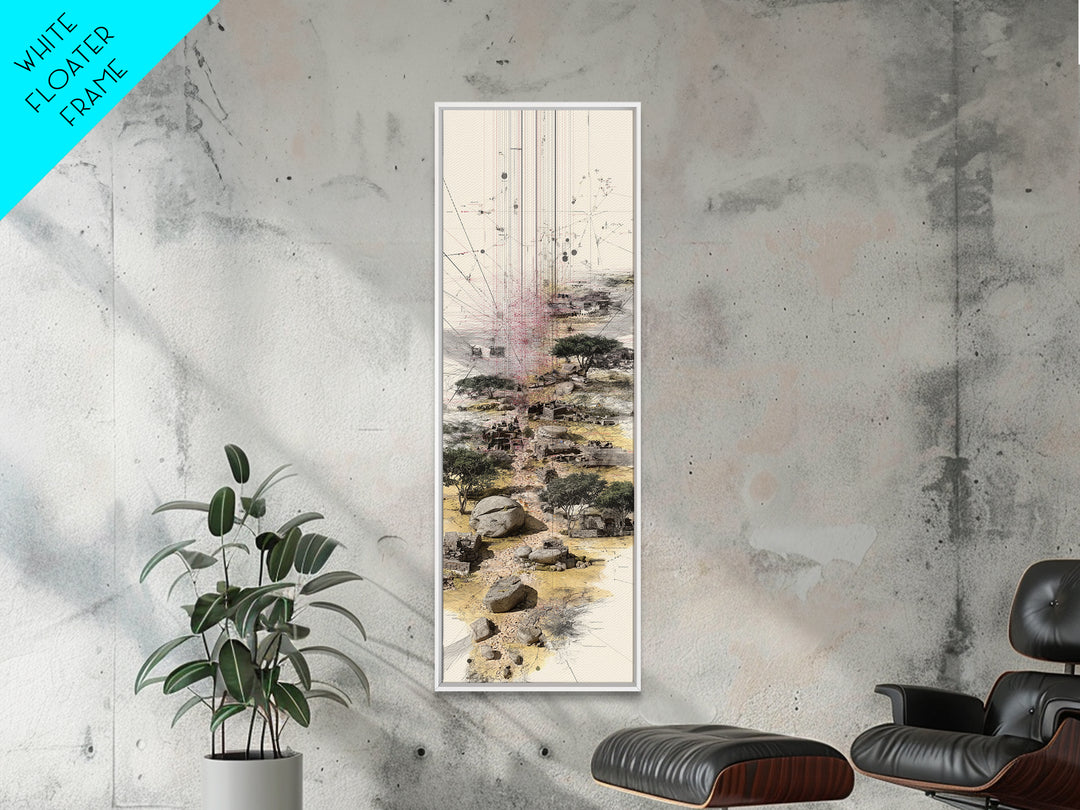 Minimal Acacia Savanna Abstract Landscape Wall Art, African Safari Print, Earth Tone Modern Canvas Decor, Unique Office Decor