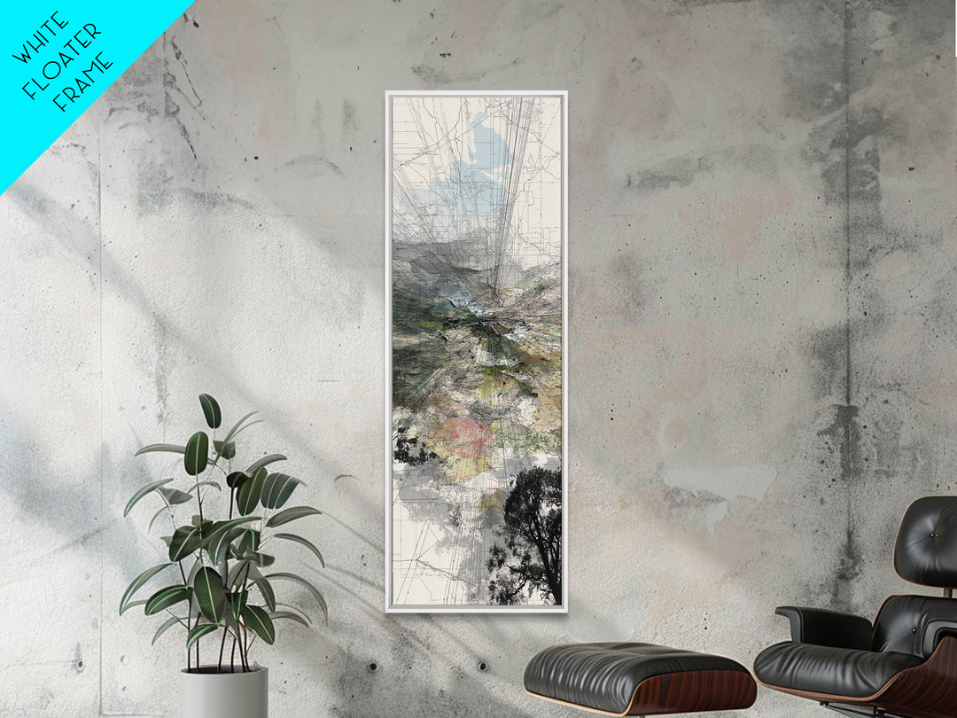 Misty African Valley Abstract Landscape Canvas Print, Acacia Tree Wall Decor, Neutral Earth Tone Art, Modern Office Decor