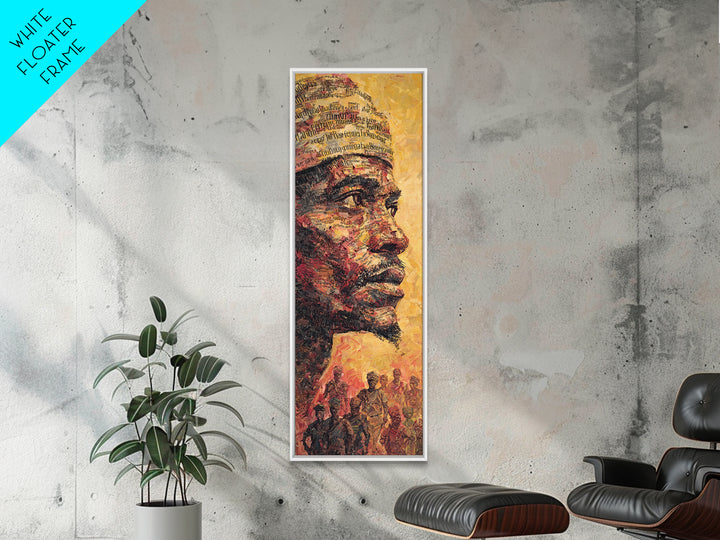 Regal African Man Profile Portrait Framed Canvas Print, Warm Orange Black Art, Tribal Warrior Culture Wall Decor, Gift For Him
