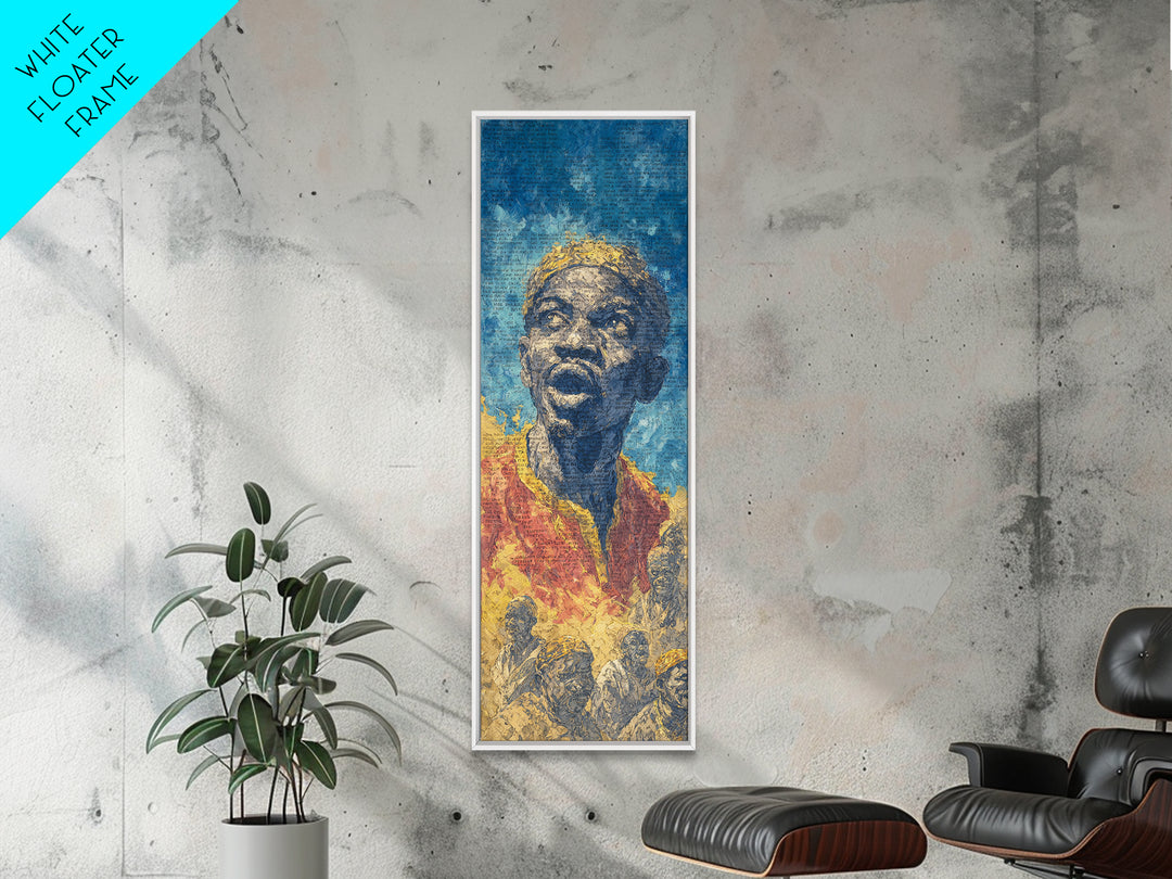 Expressive Singing Man Canvas Print, Blue African Portrait, Afrocentric Wall Decor, Black Music Art For Modern Home Gallery