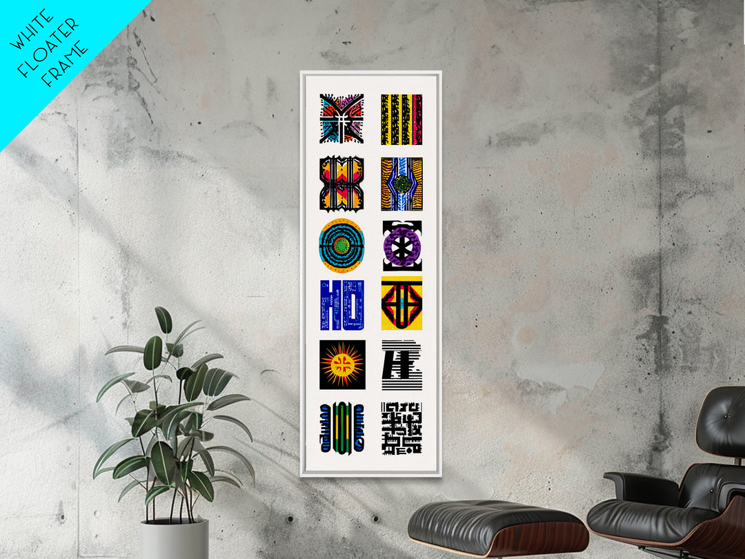 Colorful African Pattern Wall Art, Tribal Textile Symbols, Ankara Inspired Geometric Decor, Afrocentric Gallery Print Set