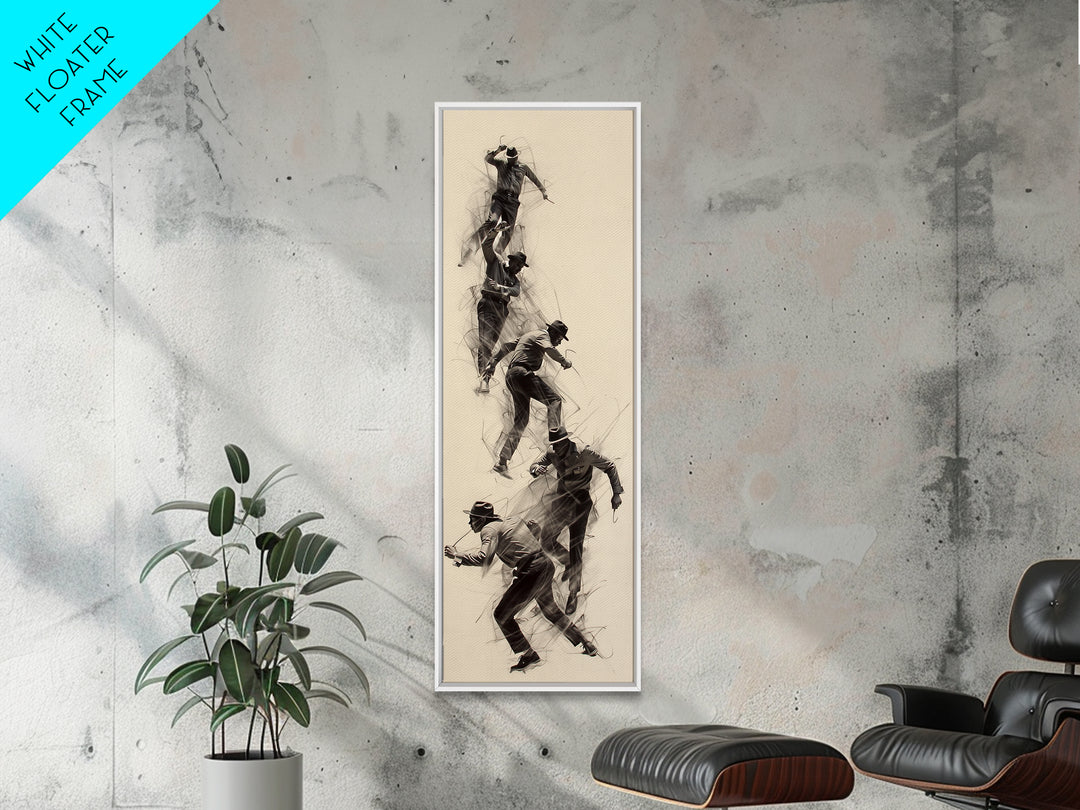 Dynamic African Climber Wall Art, Charcoal Motion Figures, Black Athlete Sketch, Modern Minimalist Decor For Home Gallery
