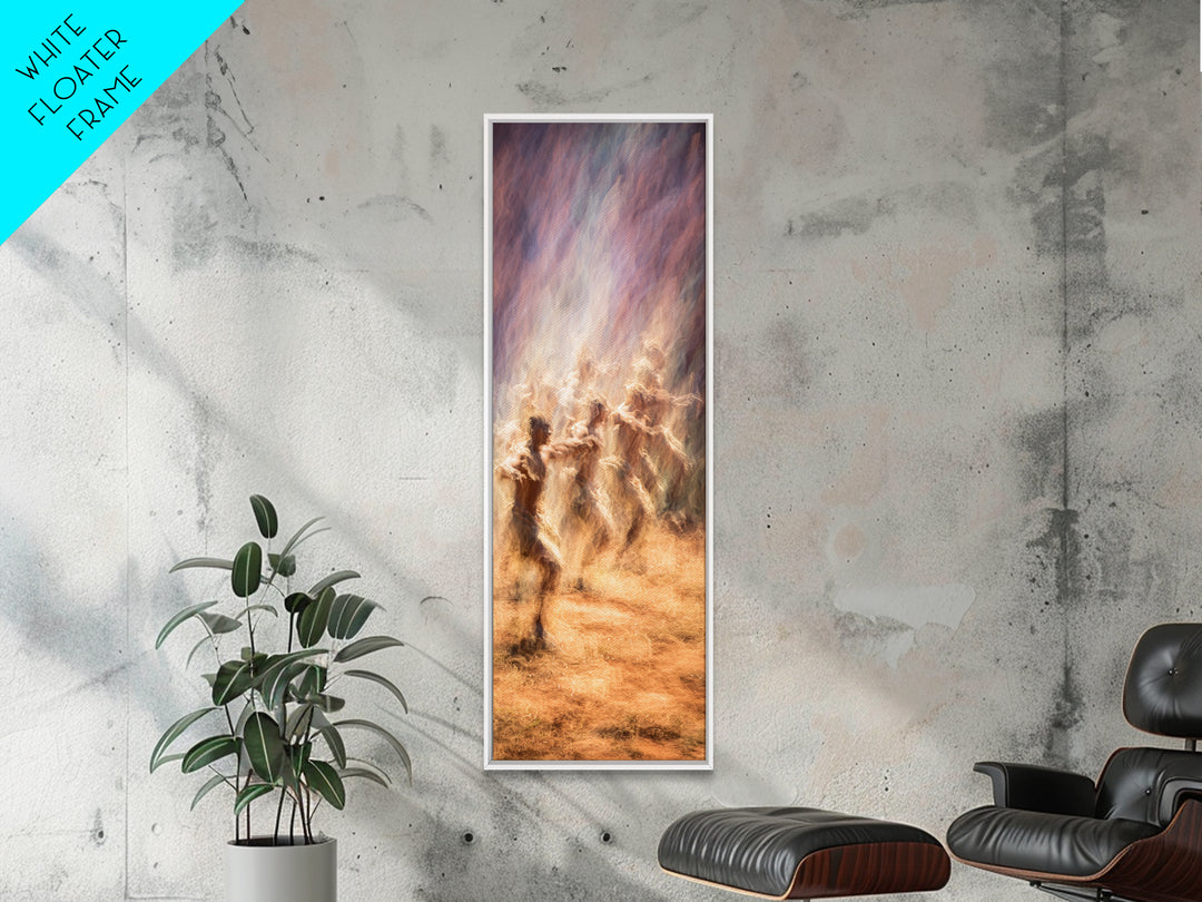 Glowing African Dancers In Dust Wall Art, Spiritual Cultural Art Print, Warm Earth Tone Canvas For Bohemian Home Decor Gift