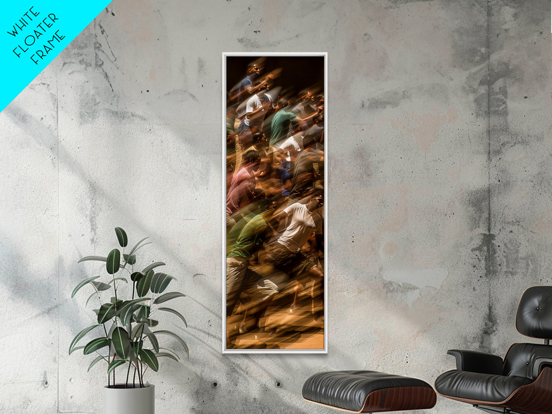Blurred Crowd In Motion Canvas Print, Contemporary African People Art, Urban Wall Decor, Vibrant Statement Living Room Art