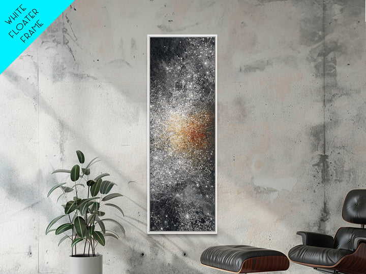 Black White Gold Cosmic Burst Abstract Wall Art, Modern Canvas Decor, Statement Living Room, Luxury Home Decor Gift, Large Vertical Print