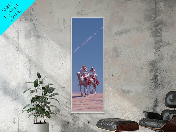 Two Desert Riders Under Blue Sky Canvas Print, African Warrior Art, Western Safari Decor, Unique Statement Wall Decor, Gift