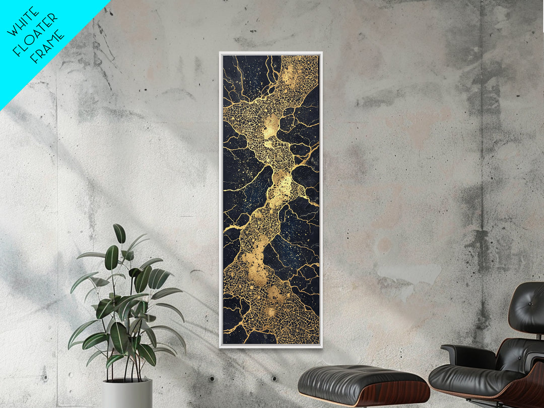 Black And Gold River Veins Wall Art, Abstract Geometric Texture, Luxury Canvas Decor, Modern Office Decor, Statement Gift
