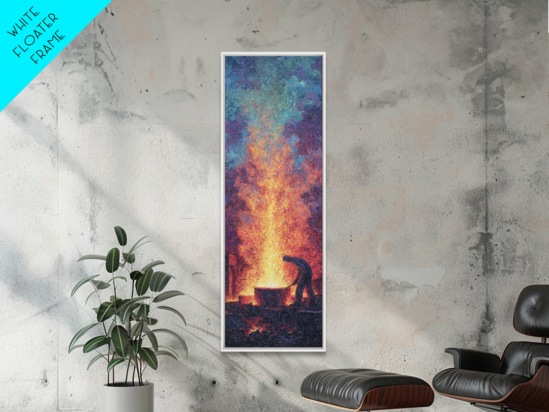 Blacksmith Silhouette With Glowing Sparks Wall Art, African Inspired Canvas Print, Industrial Workshop Decor, Unique Gift