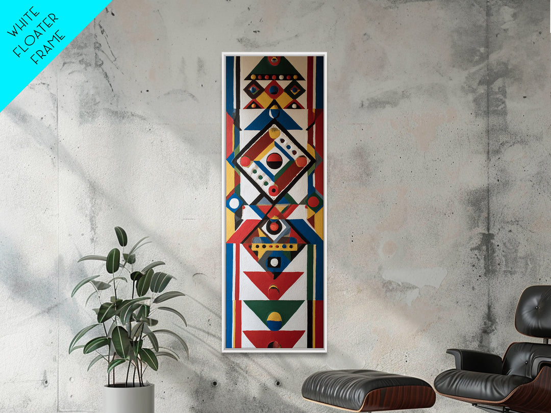 Colorful Geometric Tribal Mask Wall Art, African Abstract Canvas Print, Afrocentric Pattern Decor, Modern Boho Home Gift