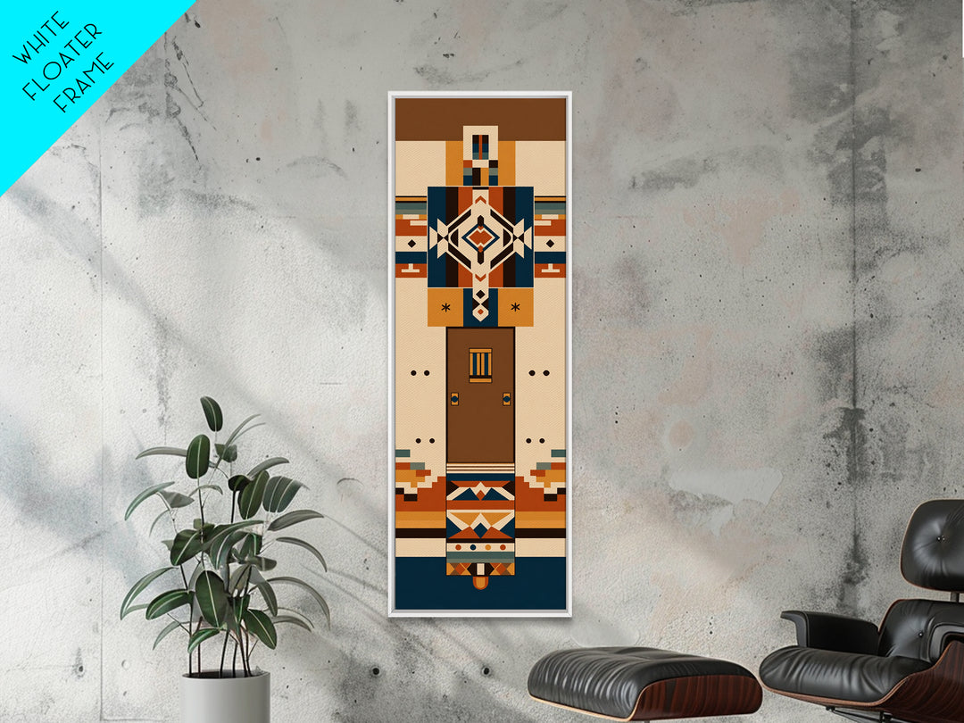Earth Tone Geometric Tribal Figure Wall Art, African Inspired Canvas Print, Southwestern Pattern Decor, Minimalist Home Gift