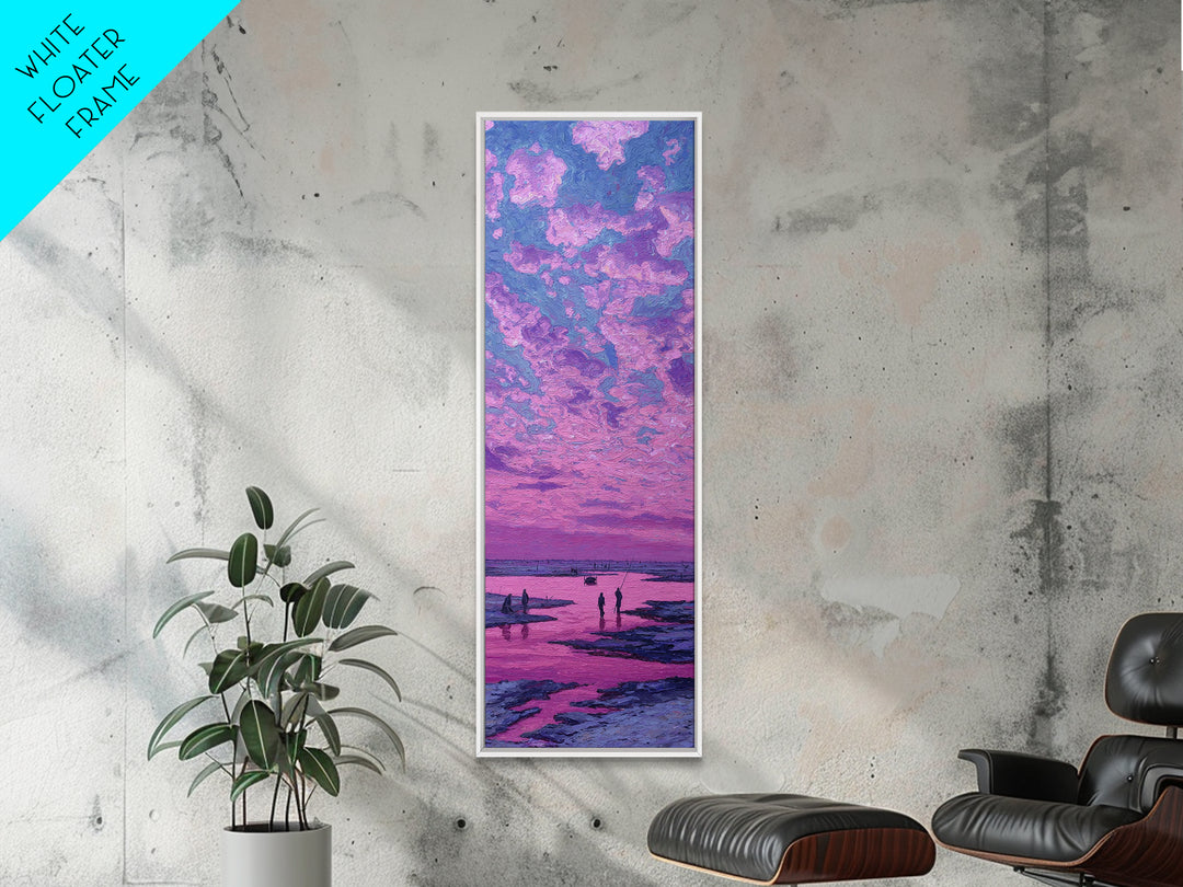 Pink Purple Coastal Sunset Sky Wall Art, Dreamy Canvas Print, Serene Beach Landscape Decor, Modern Large Living Room Gift