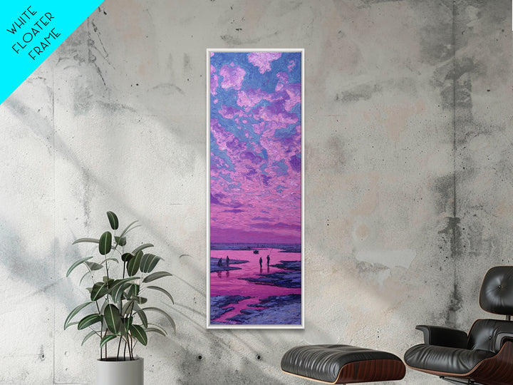 Pink Purple Coastal Sunset Sky Wall Art, Dreamy Canvas Print, Serene Beach Landscape Decor, Modern Large Living Room Gift