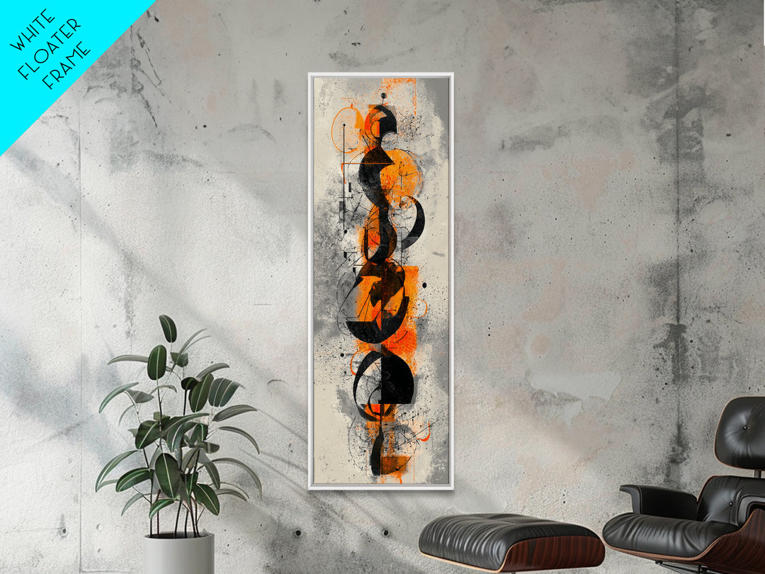 Orange Black Abstract Figure Canvas Print, Modern African Inspired Wall Art, Afrocentric Geometric Luxury Home Decor Statement Piece