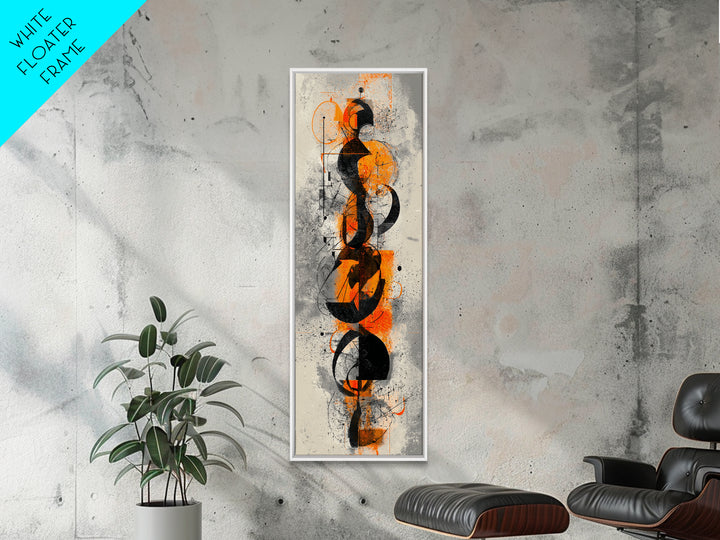 Orange Black Abstract Figure Canvas Print, Modern African Inspired Wall Art, Afrocentric Geometric Luxury Home Decor Statement Piece
