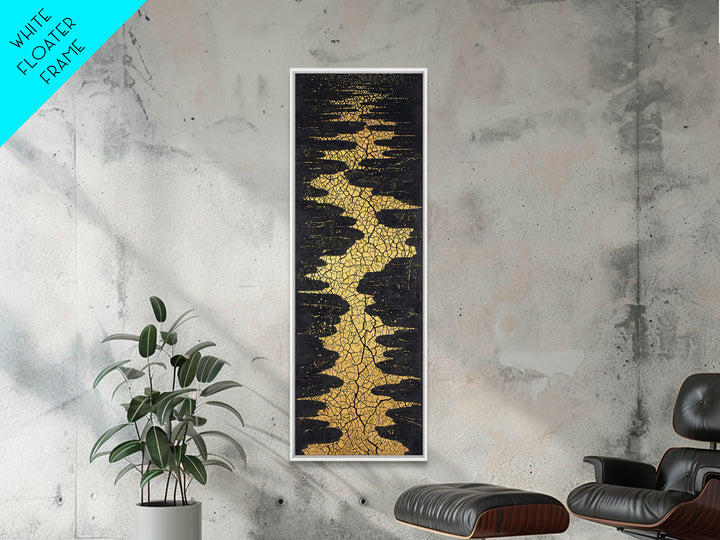 Gold Cracked River Abstract Wall Art, Black And Gold African Inspired Canvas Decor, Luxury Textured Statement Print For Elegant Home Decor