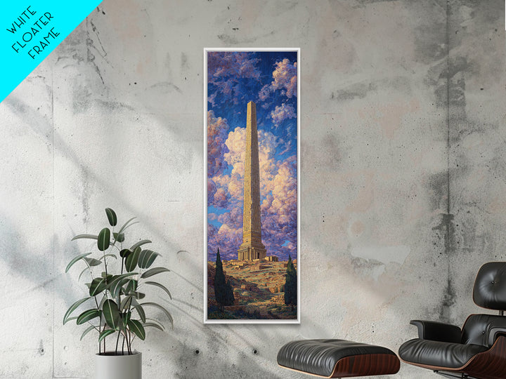 Ancient Obelisk Monument Landscape Wall Art, Egyptian Inspired Canvas Print, Dreamy Sky Home Decor, Historic Travel Poster