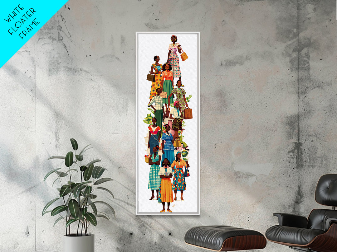 Stylish African Women Fashion Wall Art, Colorful Ankara Dresses Black Girl Magic Decor, Afrocentric Feminine Canvas Print