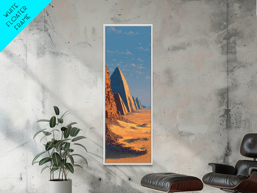 Golden Nubian Pyramids Wall Art, African Desert Landscape Canvas Print, Egypt Travel Poster Living Room Decor Housewarming Gift