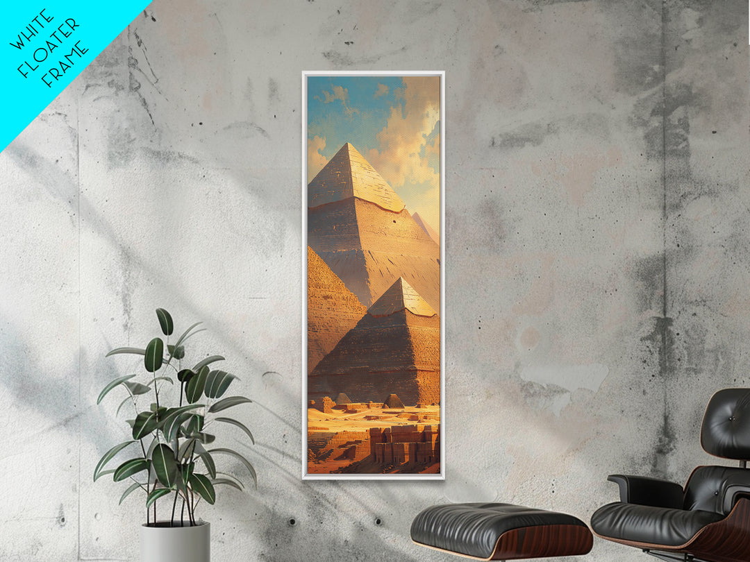 Sunlit Giza Pyramid Vista Wall Art, Egyptian Desert Landscape Canvas Print, Ancient Africa Travel Home Decor Gift For Him