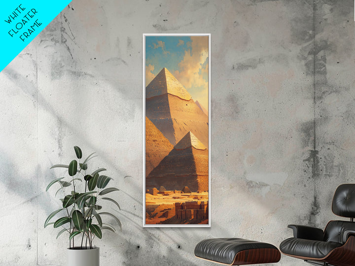 Sunlit Giza Pyramid Vista Wall Art, Egyptian Desert Landscape Canvas Print, Ancient Africa Travel Home Decor Gift For Him