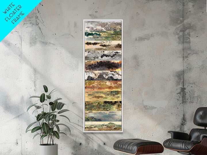 Layered Earth Tone Abstract Landscape Strips Wall Art, Modern Abstract Art, Beige Wall Art, Textured Art Print For Decor
