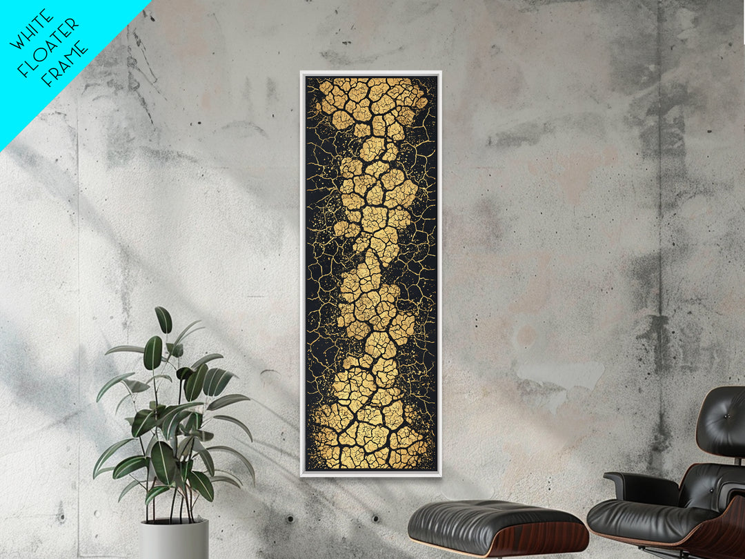 Gold Crackle River On Black Abstract Canvas Print, Luxury Art, Black And Gold Art, Statement Wall Art, Elegant Home Decor