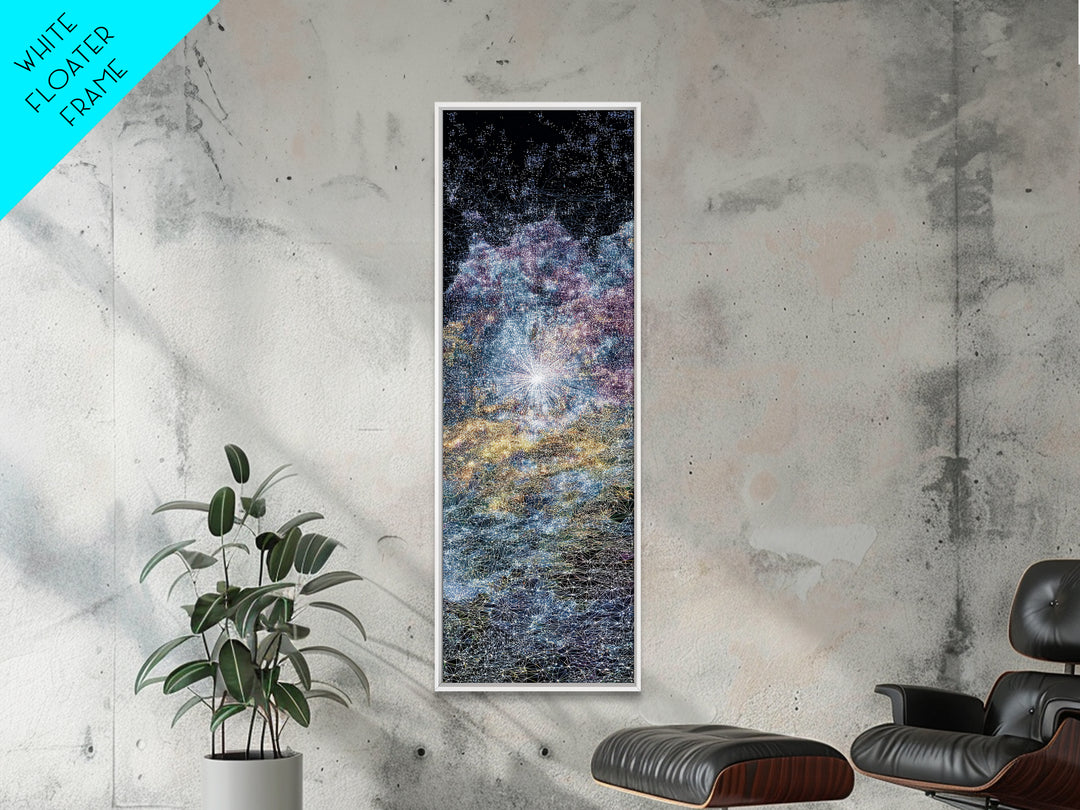 Sparkling Cosmic African Landscape Wall Art, Starry Abstract Canvas Print, Blue Gold Nature Scene, Dreamy Home Decor Gift