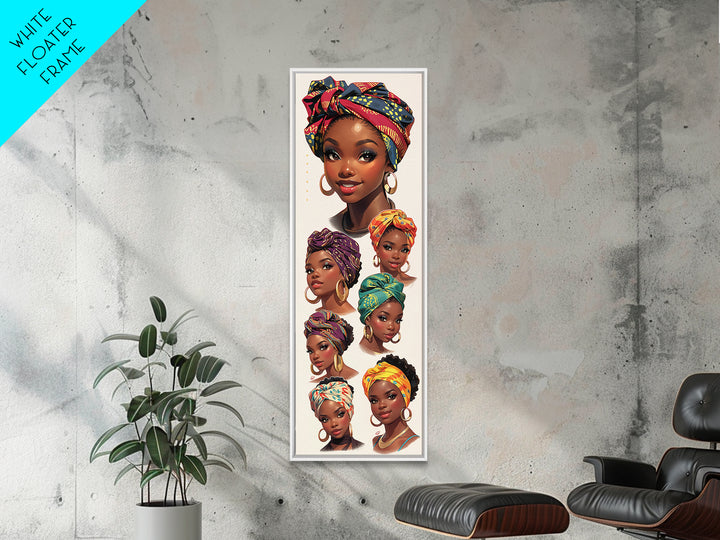 Beautiful Black Women Headwrap Portraits Wall Art, African Queen Canvas Print, Melanin Beauty Poster, Afrocentric Home Decor Gift