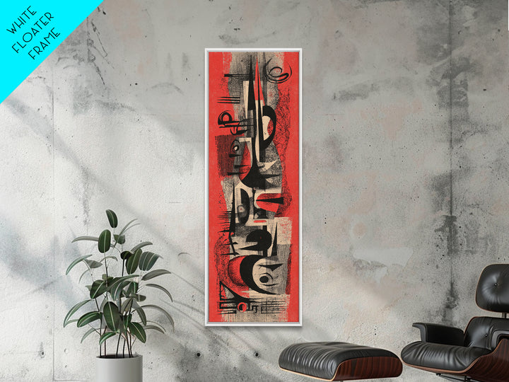 Red Black Abstract Tribal Symbols Wall Art, Modern African Canvas Print, Grunge Geometric Poster, Bold Afrocentric Decor