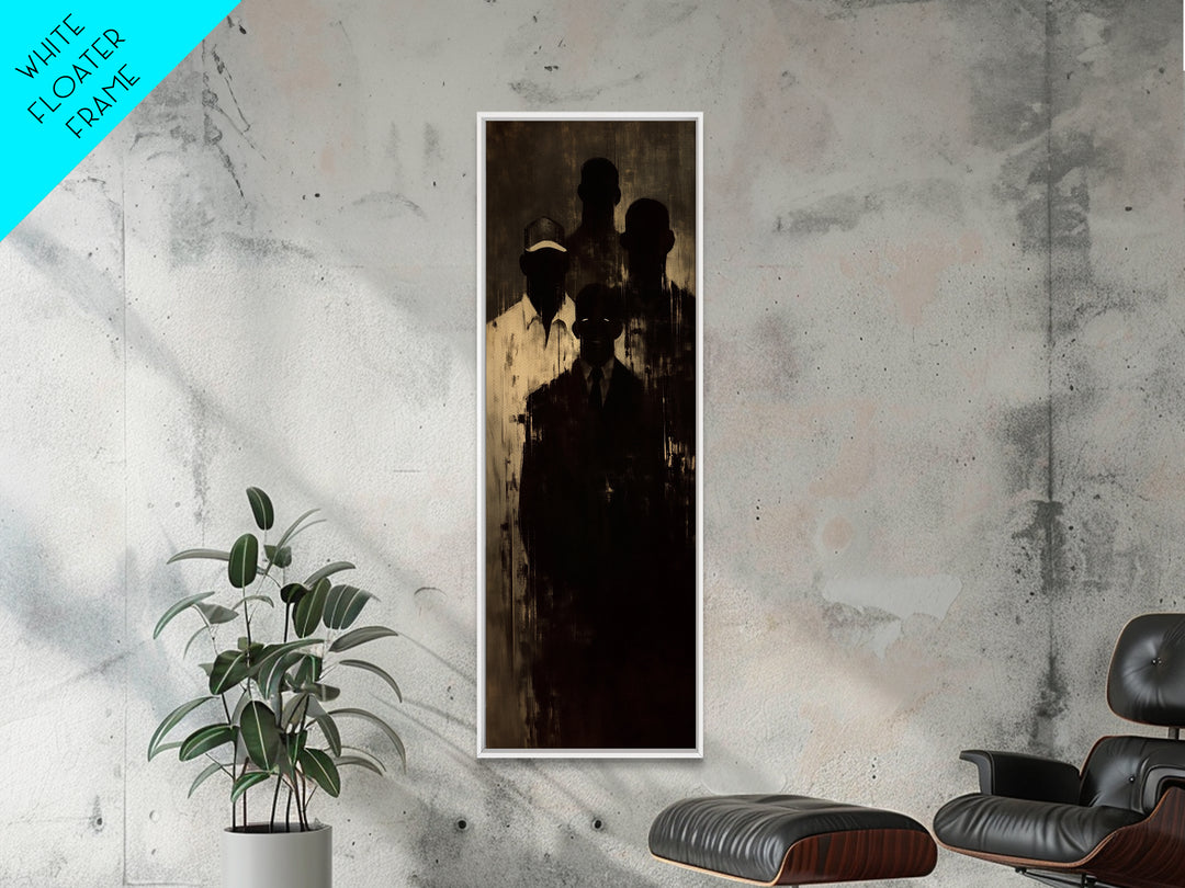 Shadowed African Men In Suits And Ancestral Light Wall Art, Black Culture Portrait, Moody Masculine Office Decor Gift For Him