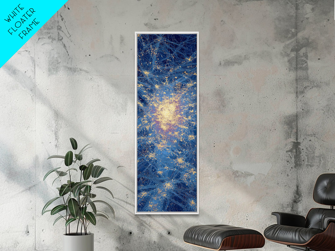 Blue Gold Abstract African Wall Art, Radiant Cosmic Canvas Print, Modern Textured Energy Decor, Luxury Home Decor Gift, Statement Piece