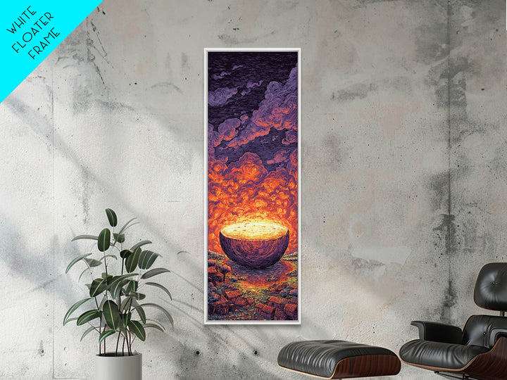 Glowing Celestial Bowl Beneath Fiery Clouds, Canvas Print, Abstract Wall Art, Dreamy Decor, Modern Home Decor Gift For Living Room