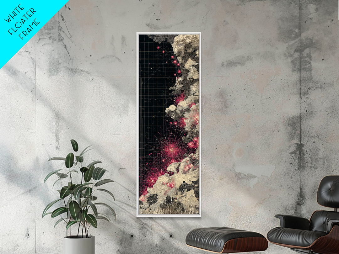Black Pink Cosmic Map Wall Art, Abstract African Landscape Canvas Print, Modern Digital Art, Urban Statement Home Decor Gift