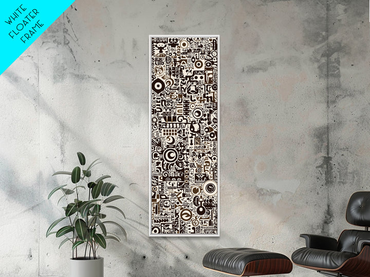 Bold Monochrome Symbols And Tribal Pattern Collage, Canvas Print, Abstract Wall Art, Geometric Decor, Modern Home Decor Gift