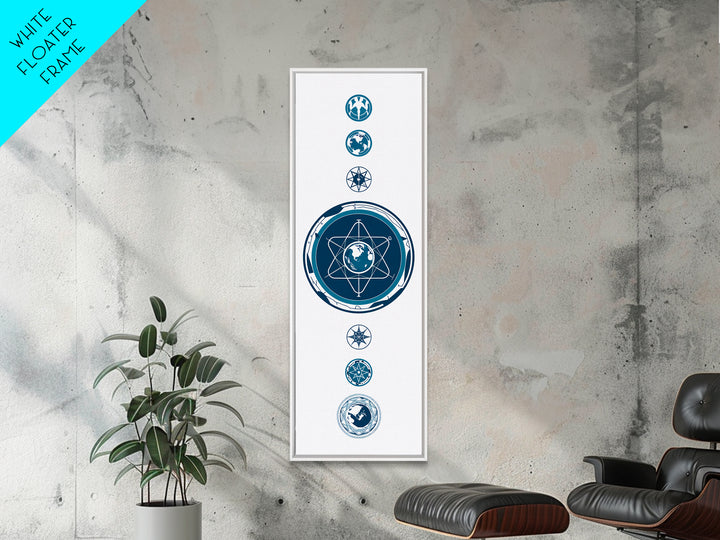 Blue Atomic Earth Diagram Canvas Print, Scientific Geometric Wall Art, Minimalist Digital Poster, Modern Office Decor Gift